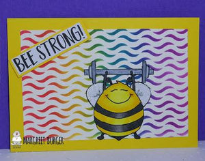 Bee Strong Card with colorful background - by Margreet!