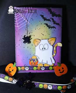 Happy Halloween Ghost Kitty Card by Margareet