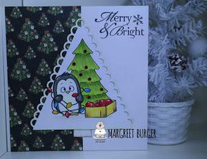 Merry and bright with decorating penguin