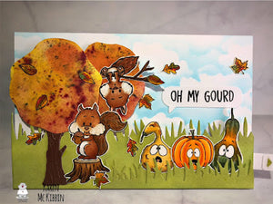 Squirrels and Gourds Birthday Card