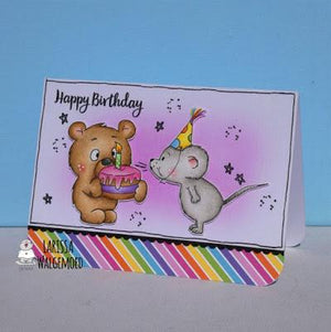 Happy birthday card with the bear and the mouse - Larissa