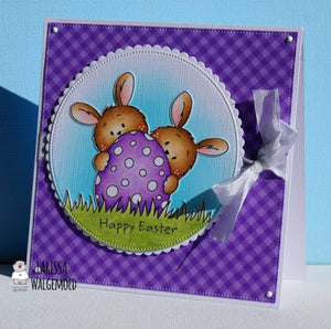 Happy Easter Card with the Two bunnies and an egg freebie - Larissa