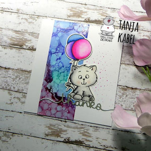 Thanks Card, Digital Stamps, Ballon, DIY  