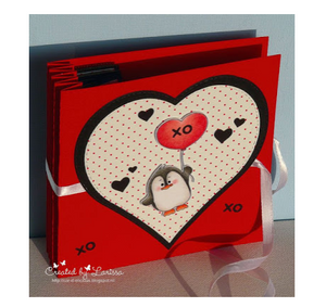 Valentine penguins on a harmonica card with tutorial! - Larissa