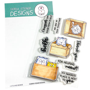 Cat's and Boxes - 4x6 Clear Stamp Set