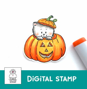 Pumpkin Kitty - Digital Stamp