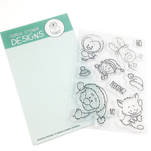 Peeking Friends 4x6 Clear Stamp Set - Clearstamps - Clear Stamps - Cardmaking- Ideas- papercrafting- handmade - cards-  Papercrafts - Gerda Steiner Designs