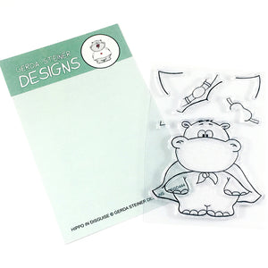 Hippo in Disguise 3x4 Clear Stamp Set - Clearstamps - Clear Stamps - Cardmaking- Ideas- papercrafting- handmade - cards-  Papercrafts - Gerda Steiner Designs