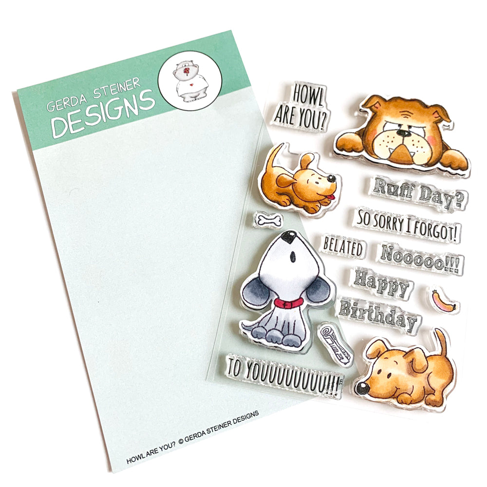 Howl are you? Puppy 4x6 Clear Stamp Set - GSD456 - Gerda Steiner Designs, LLC