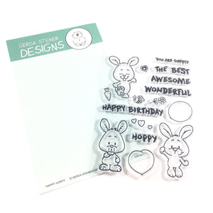 Happy Hoppy 4x6 Bunny Clear Stamp Set - Clearstamps - Clear Stamps - Cardmaking- Ideas- papercrafting- handmade - cards-  Papercrafts - Gerda Steiner Designs