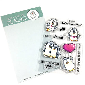 Valentine Penguins 4x6 Clear Stamp Set - Clearstamps - Clear Stamps - Cardmaking- Ideas- papercrafting- handmade - cards-  Papercrafts - Gerda Steiner Designs