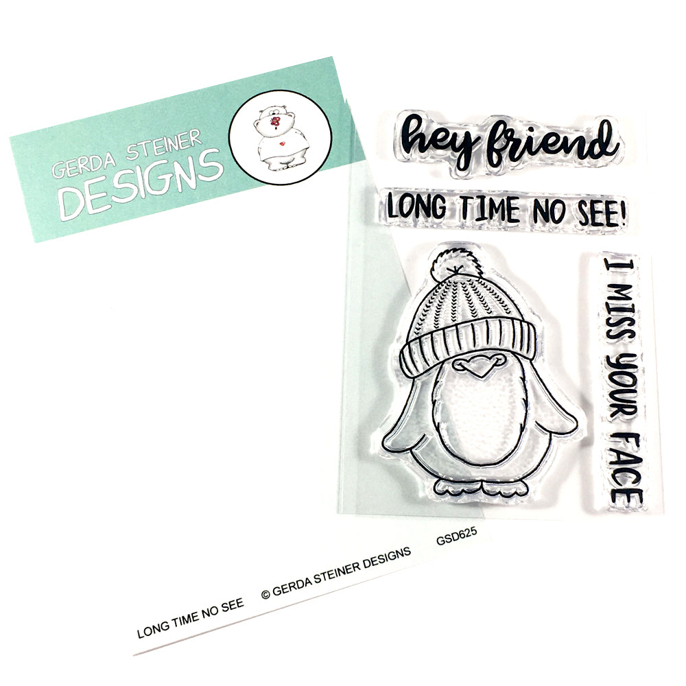 Long Time No See Penguin 3x4 Clear Stamp Set - Clearstamps - Clear Stamps - Cardmaking- Ideas- papercrafting- handmade - cards-  Papercrafts - Gerda Steiner Designs