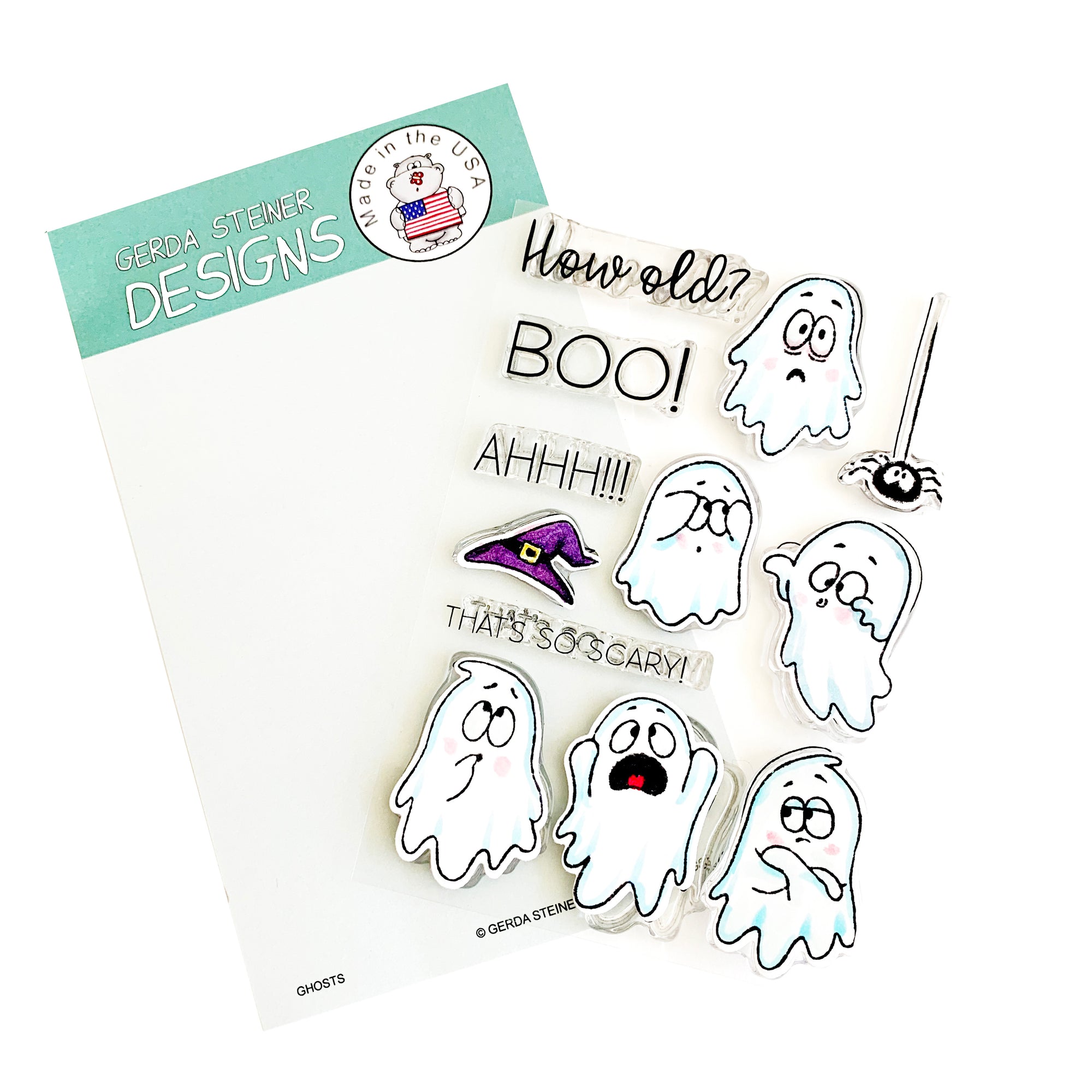 Ghosts 4x6 Clear Stamp Set - Clearstamps - Clear Stamps - Cardmaking- Ideas- papercrafting- handmade - cards-  Papercrafts - Gerda Steiner Designs