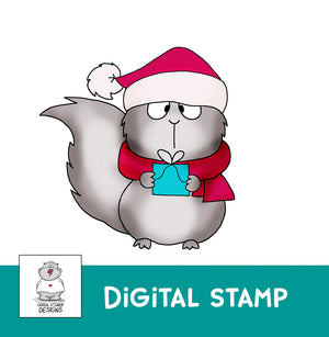 Santa Squirrel Digital Stamp