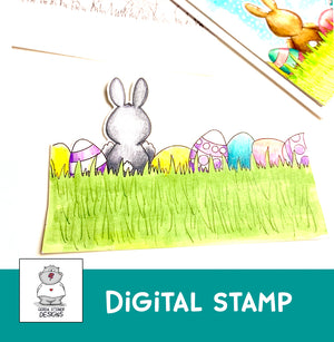 Bunny between eggs - Digital Stamp