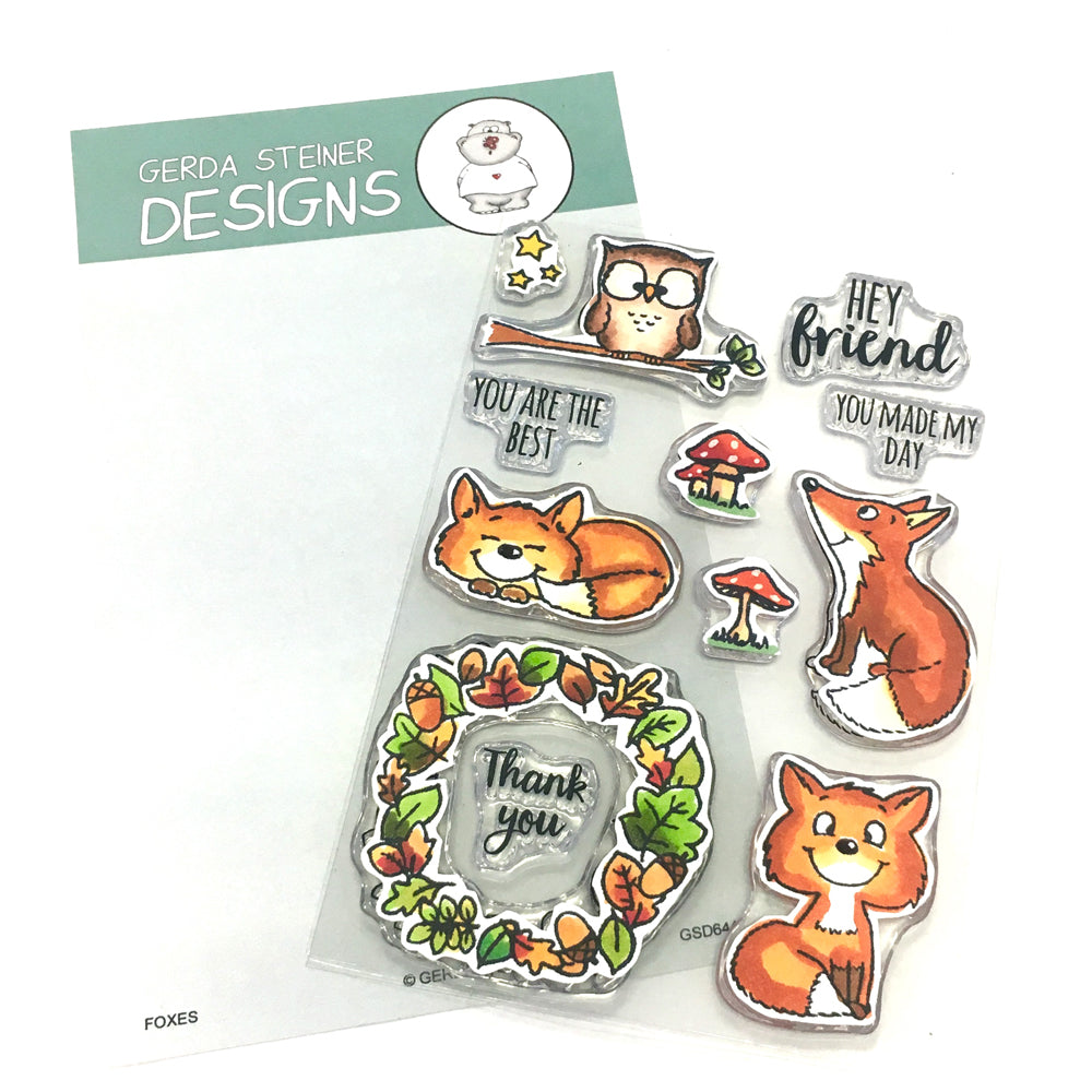 Foxes 4x6 Clear Stamp Set - Clearstamps - Clear Stamps - Cardmaking- Ideas- papercrafting- handmade - cards-  Papercrafts - Gerda Steiner Designs