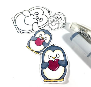 Penguin with Heart Digital Stamp - Clearstamps - Clear Stamps - Cardmaking- Ideas- papercrafting- handmade - cards-  Papercrafts - Gerda Steiner Designs