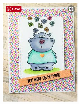 Hippo with Butterfly 3x4 Clear Stamp Set - Clearstamps - Clear Stamps - Cardmaking- Ideas- papercrafting- handmade - cards-  Papercrafts - Gerda Steiner Designs