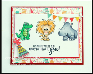 Party Animals 4x6 Clear Stamp Set - Clearstamps - Clear Stamps - Cardmaking- Ideas- papercrafting- handmade - cards-  Papercrafts - Gerda Steiner Designs