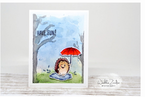 Cheerful Hedgehog 4x6 Clear Stamp Set - Clearstamps - Clear Stamps - Cardmaking- Ideas- papercrafting- handmade - cards-  Papercrafts - Gerda Steiner Designs