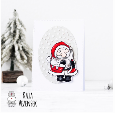 Santa And A Kitten 3x4 Clear Stamp Set - Clearstamps - Clear Stamps - Cardmaking- Ideas- papercrafting- handmade - cards-  Papercrafts - Gerda Steiner Designs