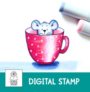 Mouse in cup - Digital Stamp